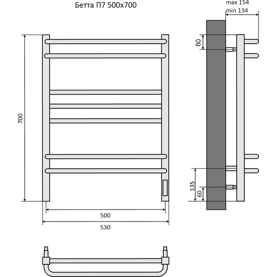 Полотенцесушитель электрический Aquatek Бетта П7 500х700 мм AQ EL KRC0770CH фото 8