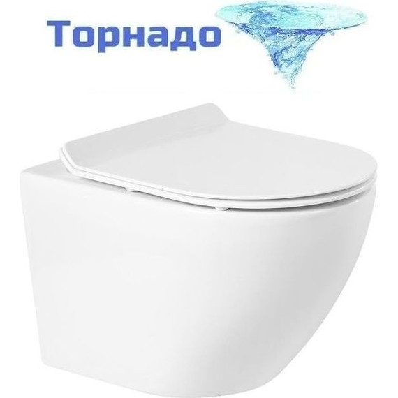 Унитаз подвесной безободковый BelBagno Sfera-Tor BB046CH-TOR/SC (система смыва торнадо) с крышкой микролифт фото 