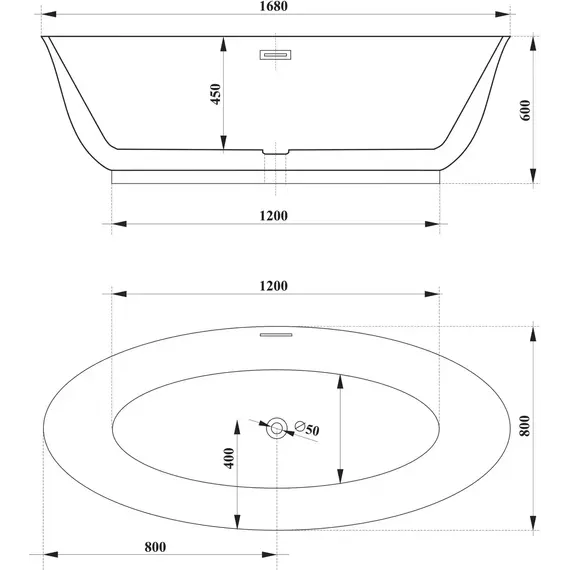 Ванна отдельностоящая CeruttiSpa 170x80 см GRETA170GMB CT10878, чёрный матовый/белый фото 5