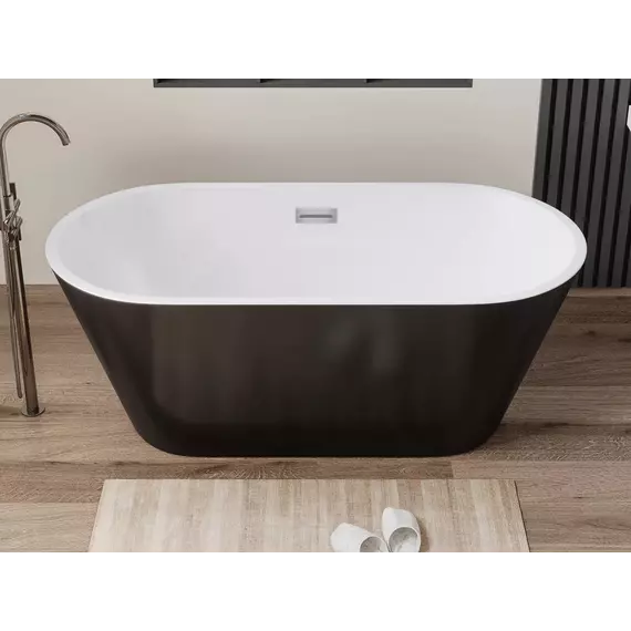 Ванна отдельностоящая CeruttiSpa 170x75 см RESIA170IIGMB CT10879, чёрный матовый/белый фото 2