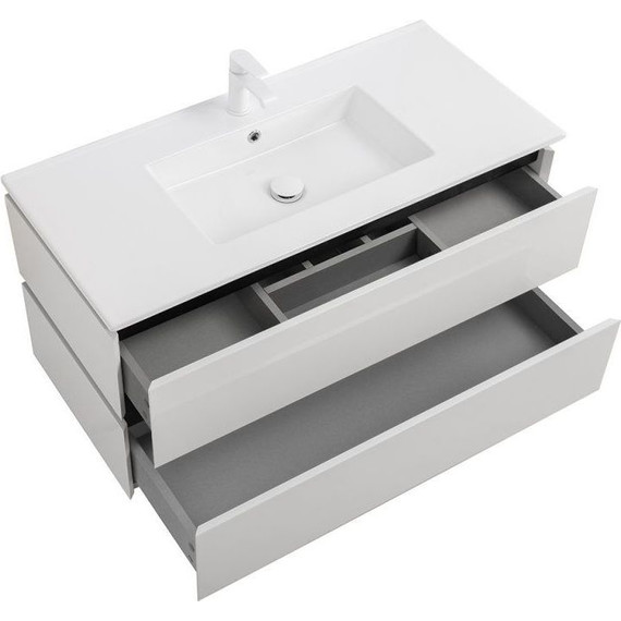 Тумба подвесная с раковиной Cezares PLANE-1000-2C-SO-BL 100 см (раковина CZR-8002-100) bianco lucido фото 3