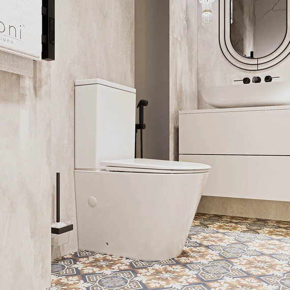 Унитаз-компакт безободковый Veconi Telle VTE-64T с крышкой микролифт (система смыва торнадо) фото 3