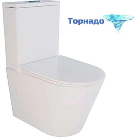 Унитаз-компакт безободковый Veconi Telle VTE-64T с крышкой микролифт (система смыва торнадо) фото 