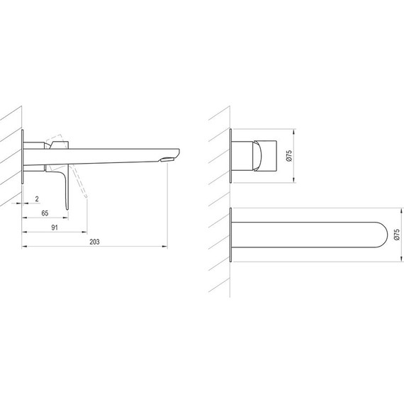 Смеситель для раковины настенный Ravak Eleganta EL 019.20BLM.O1 X070292, чёрный матовый фото 3