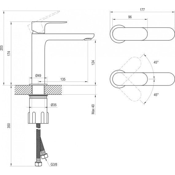 Смеситель для раковины Ravak Eleganta EL 012.20GB X070327, чёрный матовый - 3 Смеситель для раковины Ravak Eleganta EL 012.20GB X070327, чёрный матовый фото 3