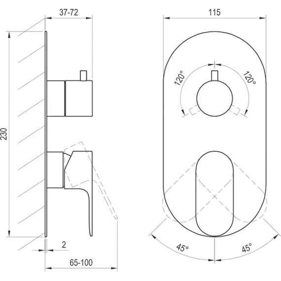 Смеситель для ванны Ravak 3 потребителя Eleganta EL 068.20GB.O3 X070334, графит матовый - 3 Смеситель для ванны Ravak 3 потребителя Eleganta EL 068.20GB.O3 X070334, графит матовый фото 3