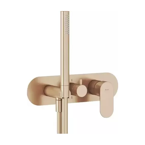 Смеситель для душа Ravak 2 потребителя Eleganta EL 065.60RGB.O2+S X070374, розовое золото фото 