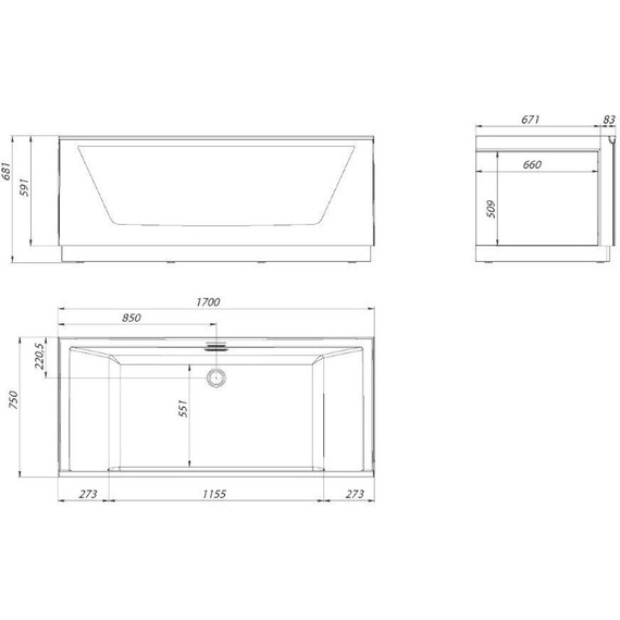 Ванна отдельностоящая Aima Neo 170x75 см (стекло серое матовое) фото 6