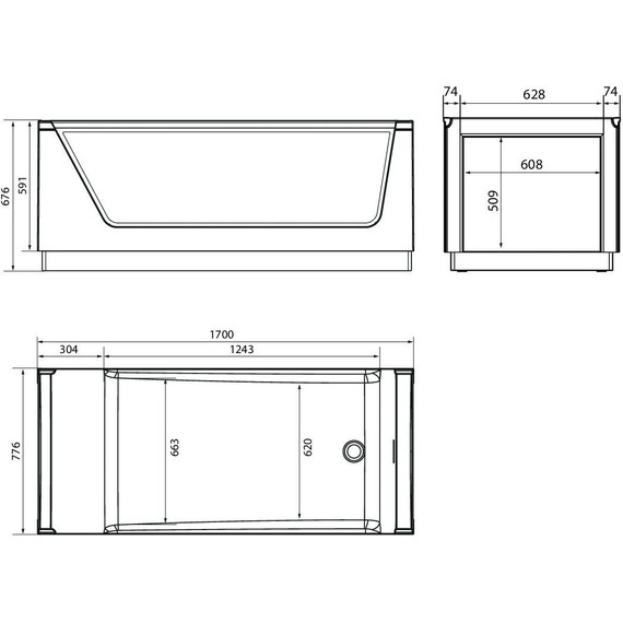 Ванна отдельностоящая Aima Neo 170x75 см (2 стекла серый матовый) фото 7