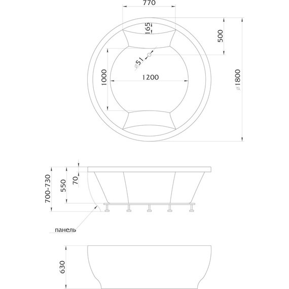 Ванна отдельностоящая Aima Omega 180x180 см фото 8