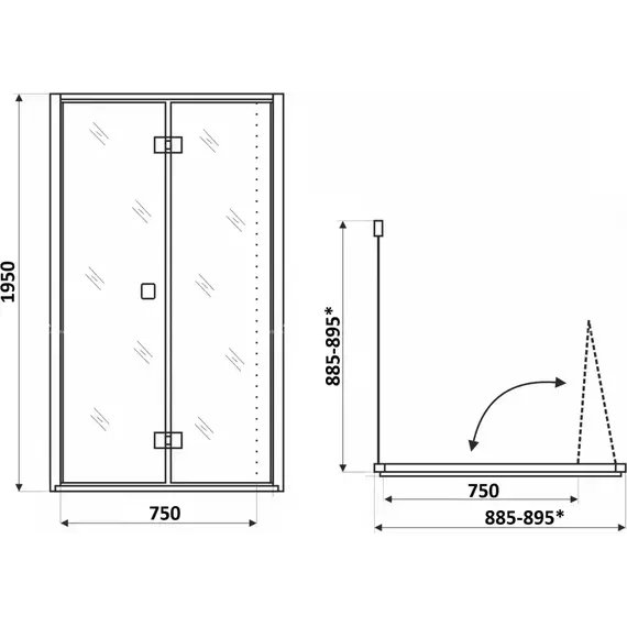 Душевое ограждение CeruttiSpa 90х90 см BELLA ZQD91B, чёрный/прозрачное фото 3