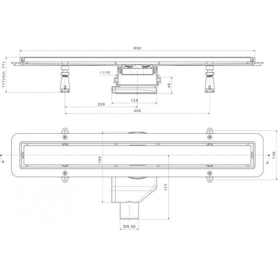Трап Point Деметра 65 см PN50365B, чёрный матовый, Цвет производителя: чёрный матовый, Размер трапа: 650 фото 2