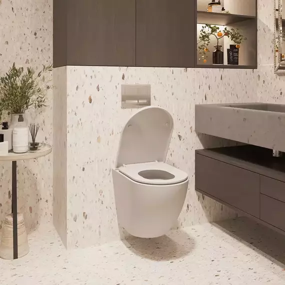 Унитаз подвесной безободковый Veconi Tondo Rimless VCN1-52R с крышкой микролифт фото 3