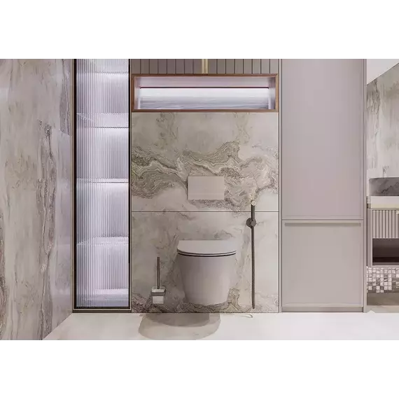 Унитаз подвесной безободковый Veconi Moro VMO-48TGr (Система смыва торнадо) с крышкой микролифт, серый, Цвет производителя: серый фото 5