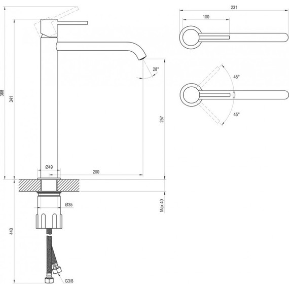 Смеситель для раковины высокий Ravak Espirit ES 015.60RGB X070348, розовое золото - 3 Смеситель для раковины высокий Ravak Espirit ES 015.60RGB X070348, розовое золото фото 3