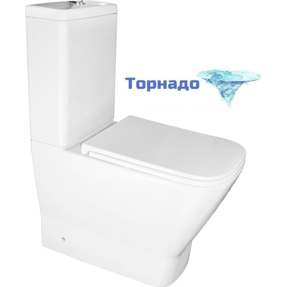 Унитаз-компакт безободковый Azario Joy AZ-2168-UQ3 с крышкой микролифт (система смыва Торнадо) фото 