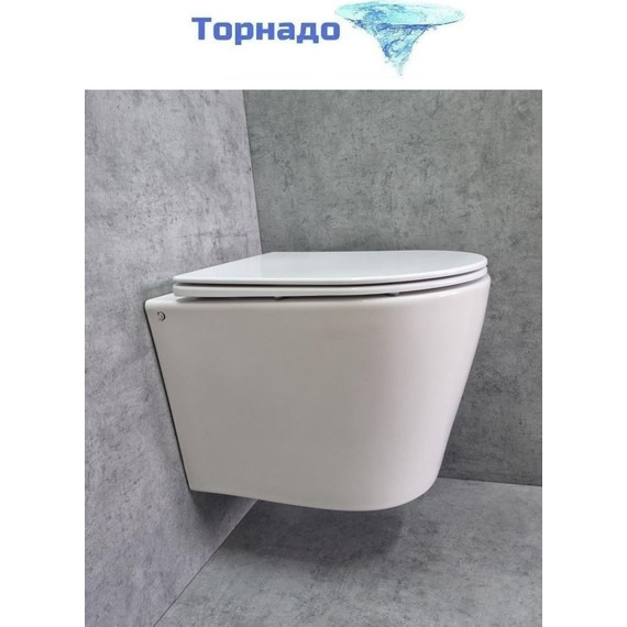 Унитаз подвесной CeramaLux Rimless TR5178 с крышкой микролифт (Система смыва торнадо), Цвет производителя: белый фото 
