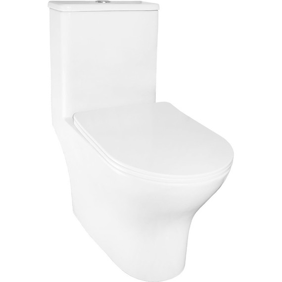 Унитаз-компакт безободковый Azario Terni AZ-8618T с крышкой микролифт (система смыва Торнадо) фото 3