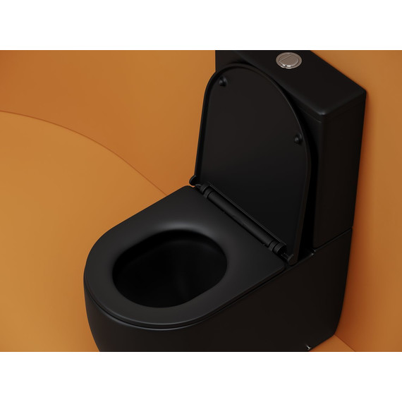 Унитаз-компакт Ceramicanova Metropol CN4001TMB с тонкой крышкой микролифт (система смыва Торнадо) чёрный матовый фото 7