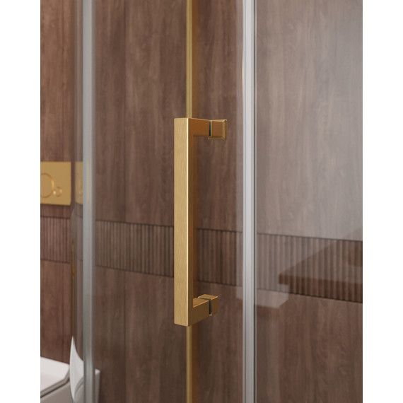 Душевое ограждение Cezares 120x120 см MOLVENO-R-11-90+30-C-BORO-IV, брашированное золото/прозрачное фото 3