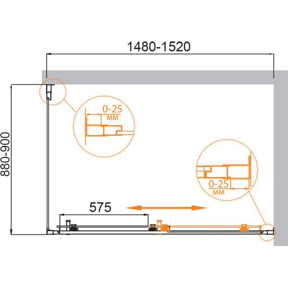 Душевое ограждение Cezares 150x90 см MOLVENO-AH-11-150/90-C-BORO-IV, брашированное золото/прозрачное фото 6