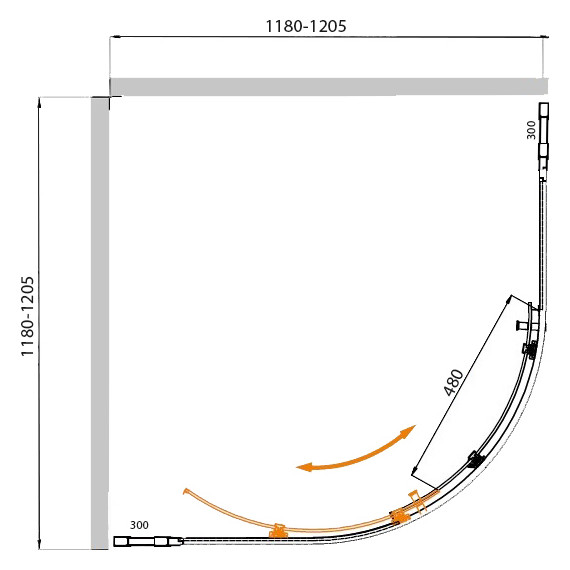 Душевое ограждение Cezares 120x120 см MOLVENO-R-11-90+30-C-GM-IV, оружейная сталь/прозрачное фото 7