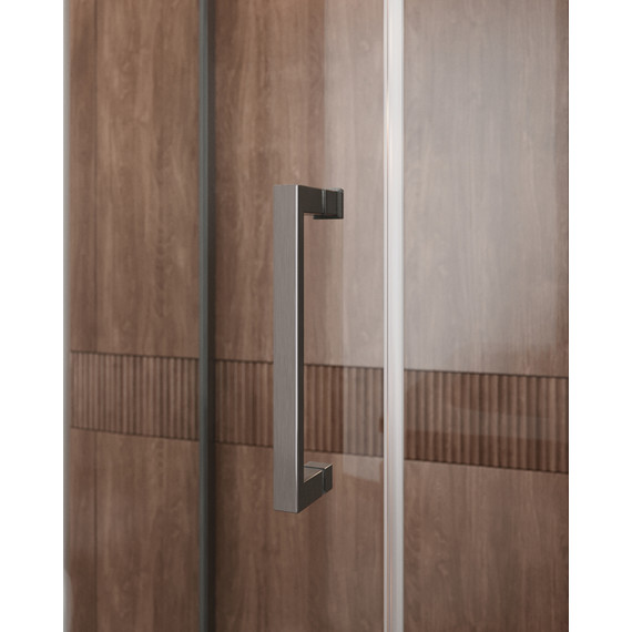 Душевое ограждение Cezares 110x110 см MOLVENO-R-11-90+20-C-GM-IV, оружейная сталь/прозрачное фото 3