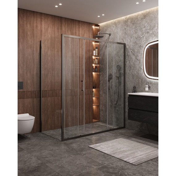 Душевое ограждение Cezares 170x90 см MOLVENO-AH-2/1-170/90-C-GM-IV, оружейная сталь/прозрачное фото 2