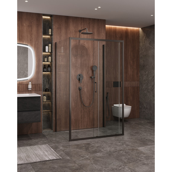 Душевое ограждение Cezares 120x90 см MOLVENO-AH-12-120/90-C-GM-IV, оружейная сталь/прозрачное фото 2