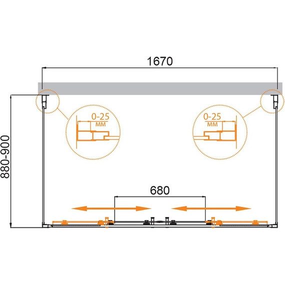 Душевое ограждение Cezares 170x90 см MOLVENO-AH-2/2-170/90-C-GM-IV, оружейная сталь/прозрачное фото 6