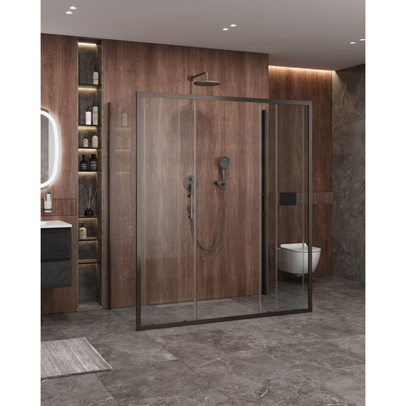 Душевое ограждение Cezares 170x90 см MOLVENO-AH-2/2-170/90-C-GM-IV, оружейная сталь/прозрачное фото 2