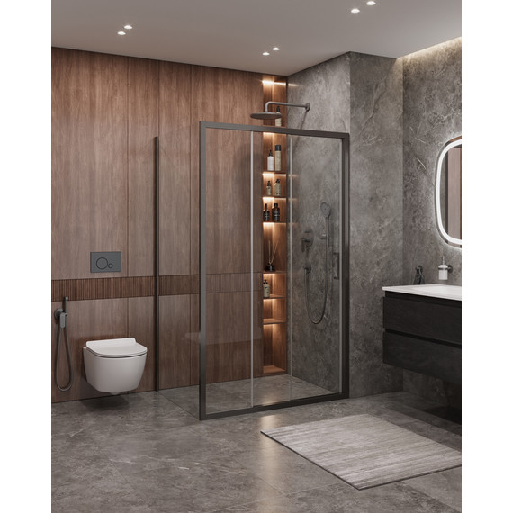 Душевое ограждение Cezares 120x90 см MOLVENO-AHF-31-120/90-C-GM-IV, оружейная сталь/прозрачное фото 