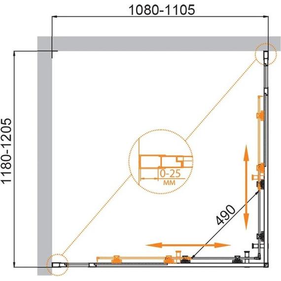 Душевое ограждение Cezares 120x110 см MOLVENO-AH-22-120/110-C-BORO-IV, брашированное золото/прозрачное фото 7