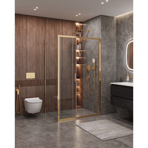 Душевое ограждение Cezares 120x90 см MOLVENO-AHF-31-120/90-C-BORO-IV, брашированное золото/прозрачное фото 2