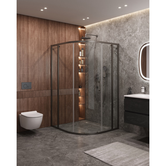 Душевое ограждение Cezares 120x110 см MOLVENO-RH-11-120/110-C-GM-IV, оружейная сталь/прозрачное фото 