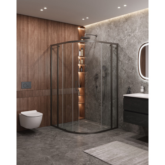 Душевое ограждение Cezares 120x110 см MOLVENO-RH-11-120/110-C-GM-IV, оружейная сталь/прозрачное фото 2