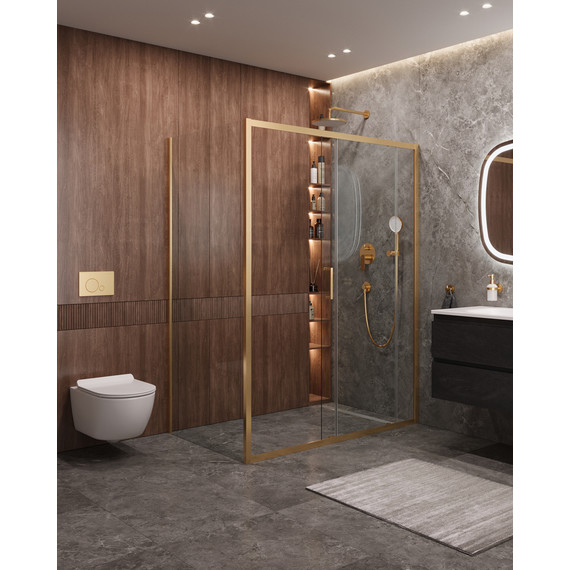 Душевое ограждение Cezares 150x90 см MOLVENO-AH-11-150/90-C-BORO-IV, брашированное золото/прозрачное фото 2