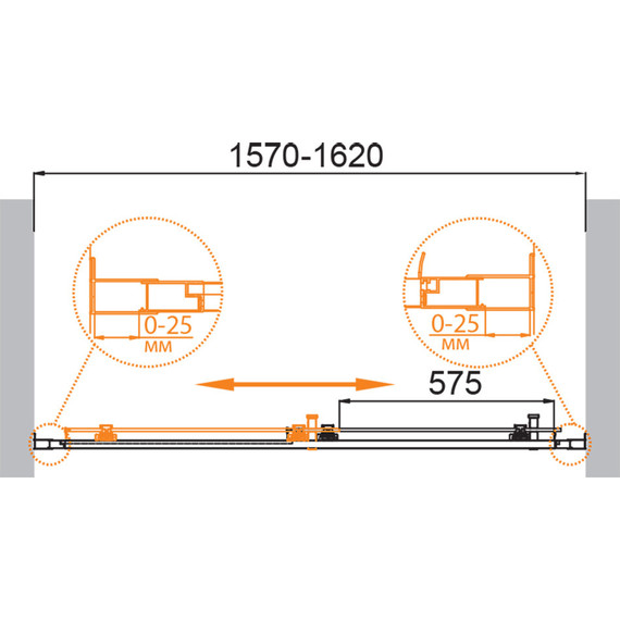 Душевая дверь Cezares 160 см MOLVENO-BF-1-160-C-BORO-IV, брашированное золото/прозрачное фото 6