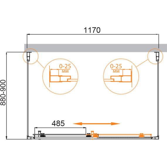 Душевое ограждение Cezares 120x90 см MOLVENO-AH-12-120/90-C-BORO-IV, брашированное золото/прозрачное фото 6