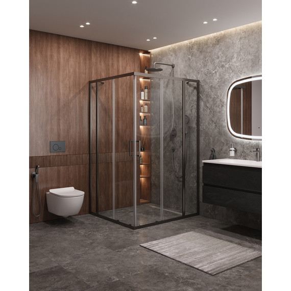 Душевое ограждение Cezares 120x110 см MOLVENO-AH-22-120/110-C-GM-IV, оружейная сталь/прозрачное фото 