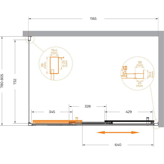 Душевое ограждение Cezares 120x80 см MOLVENO-AHF-31-120/80-C-CR-IV, хром/прозрачное фото 7