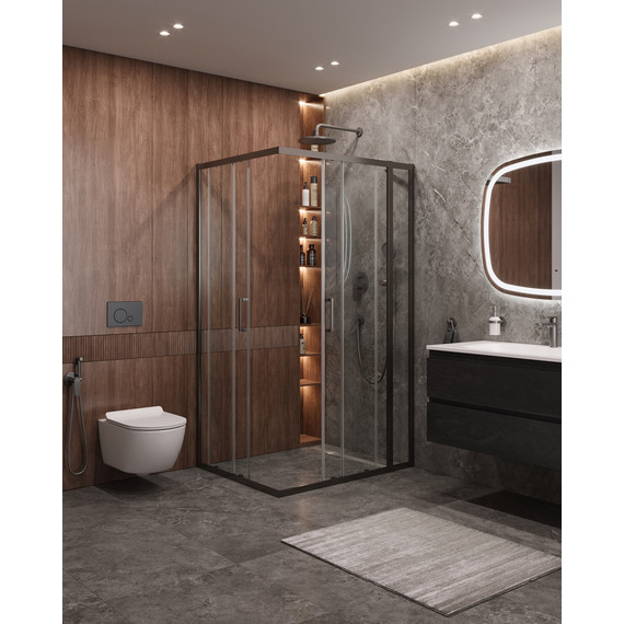Душевое ограждение Cezares 120x100 см MOLVENO-AH-21-100+20-C-GM-IV, оружейная сталь/прозрачное фото 2
