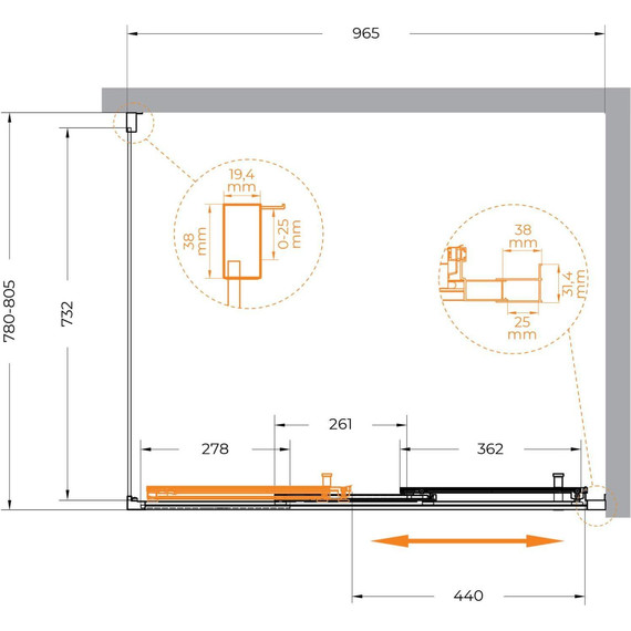 Душевое ограждение Cezares 100x80 см MOLVENO-AHF-31-100/80-C-CR-IV, хром/прозрачное фото 7