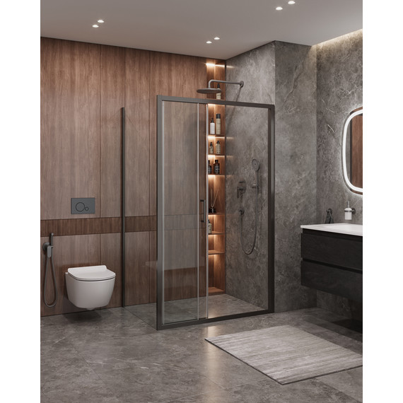 Душевое ограждение Cezares 120x90 см MOLVENO-AHF-31-120/90-C-GM-IV, оружейная сталь/прозрачное фото 2