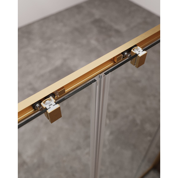 Душевое ограждение Cezares 170x90 см MOLVENO-AH-2/1-170/90-C-BORO-IV, брашированное золото/прозрачное фото 4