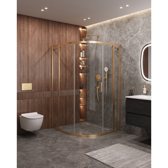 Душевое ограждение Cezares 120x110 см MOLVENO-RH-11-120/110-C-BORO-IV, брашированное золото/прозрачное фото 