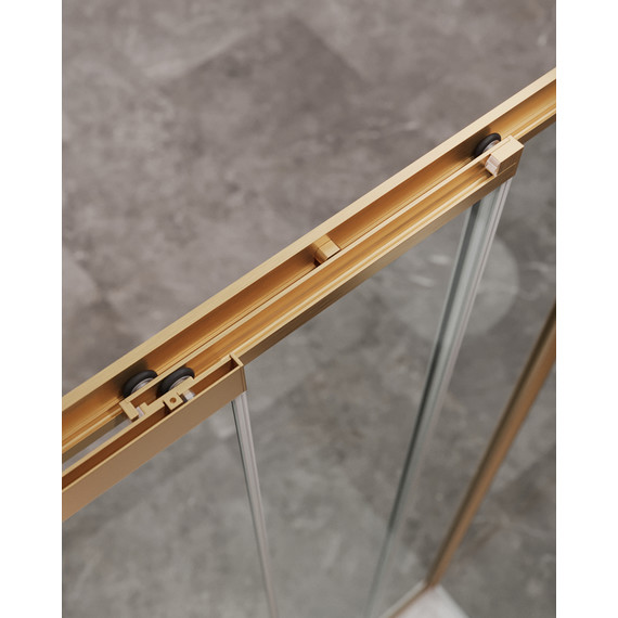 Душевое ограждение Cezares 100x90 см MOLVENO-AHF-31-100/90-C-BORO-IV, брашированное золото/прозрачное фото 4