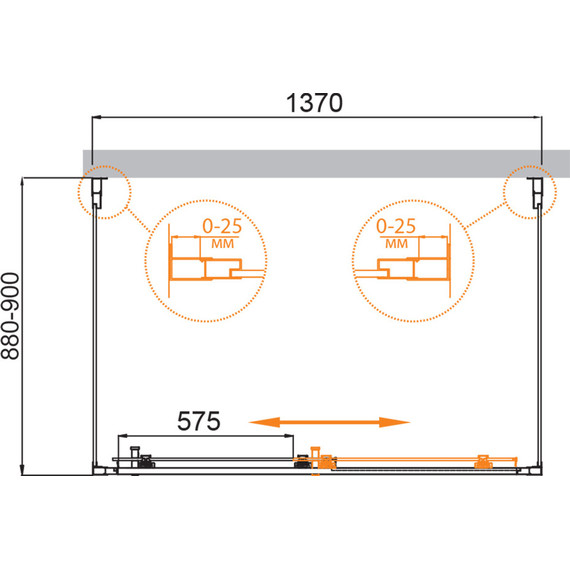 Душевое ограждение Cezares 140x90 см MOLVENO-AH-12-140/90-C-BORO-IV, брашированное золото/прозрачное фото 6
