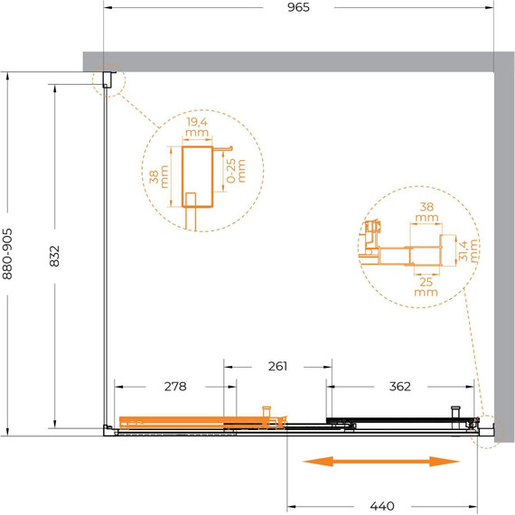 Душевое ограждение Cezares 100x90 см MOLVENO-AHF-31-100/90-C-CR-IV, хром/прозрачное фото 7