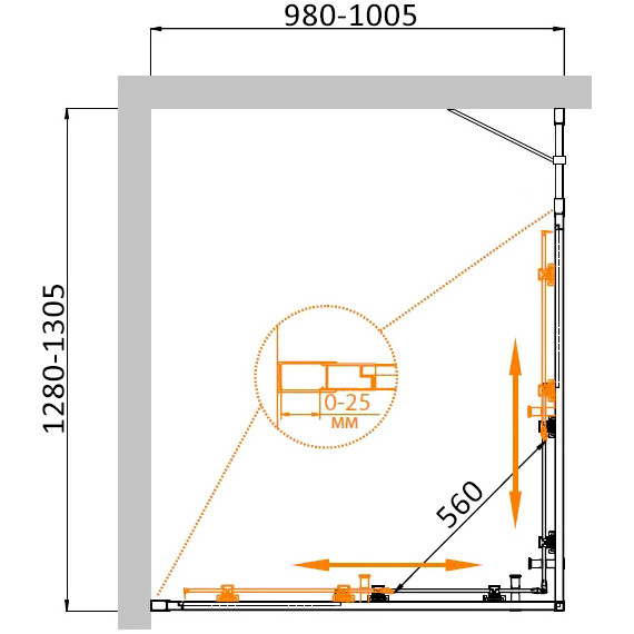 Душевое ограждение Cezares 130x100 см MOLVENO-AH-21-100+30-C-BORO-IV, брашированное золото/прозрачное фото 7